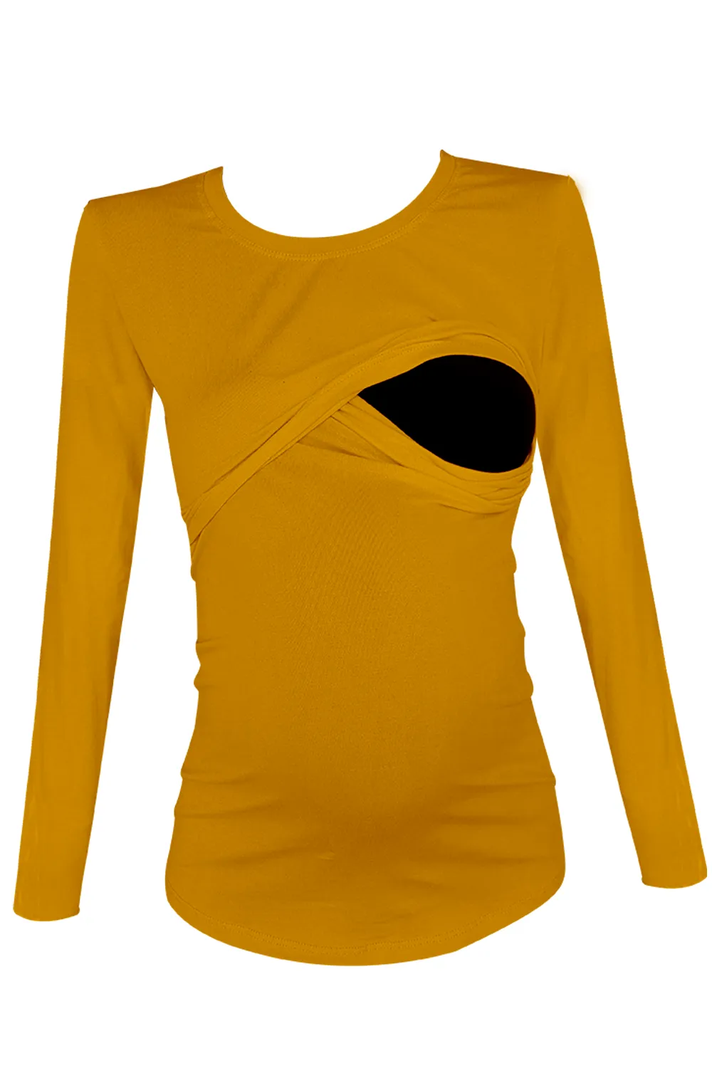 Blusa maternidad-lactancia Manga Larga. Mostaza