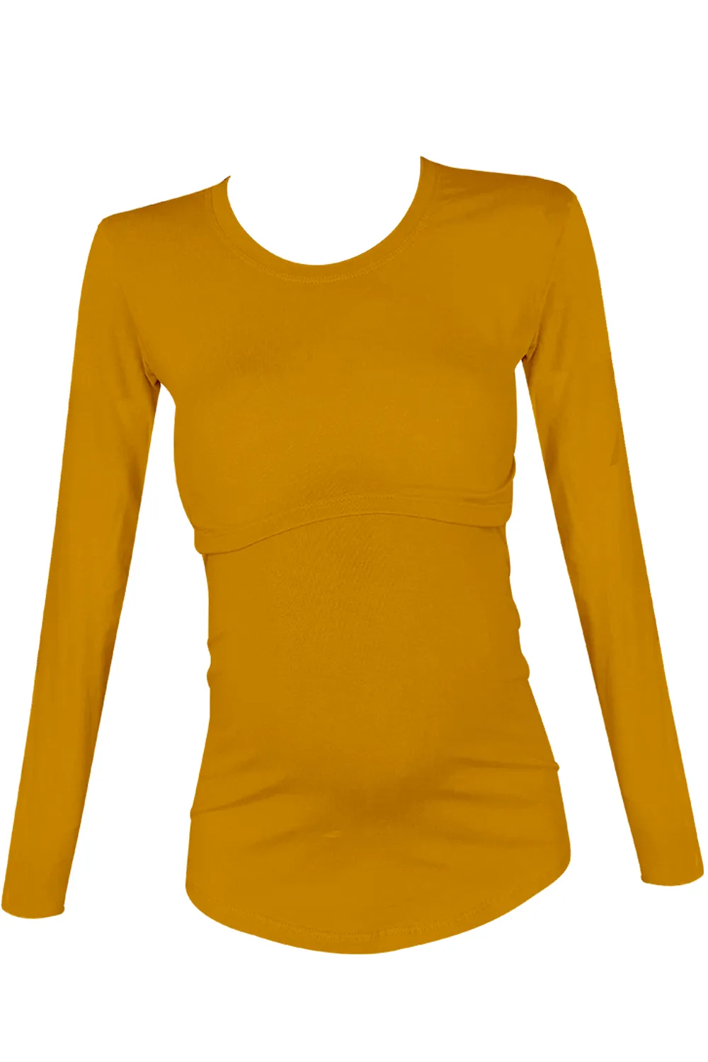 Blusa maternidad-lactancia Manga Larga. Mostaza