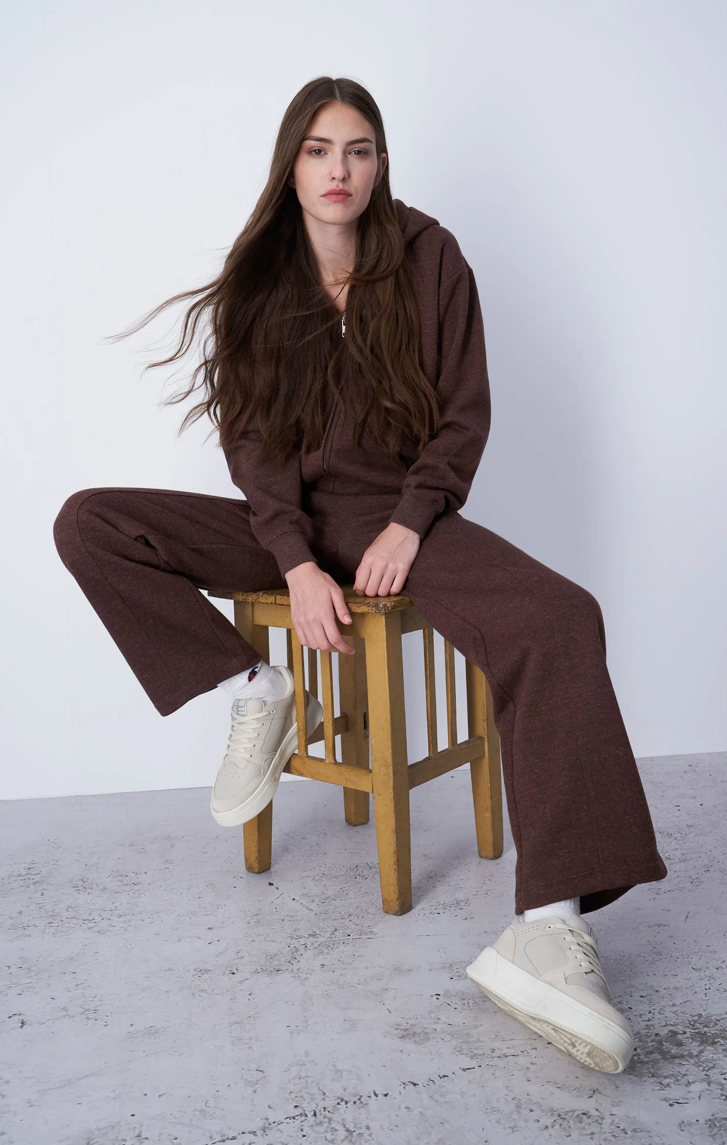 Brown Pantalón Eco-Friendly de pernera ancha