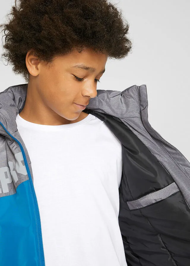 Chaquetón para niños, impermeable y transpirable Negro-azul-gris jaspeado