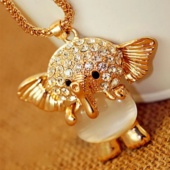 Cute Hollow Elephant Sweater Necklace