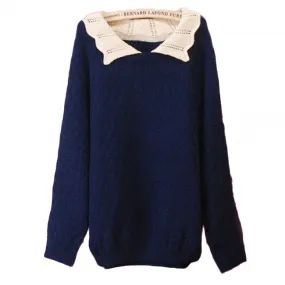 Cute Loose Hollow Lapel sweater 