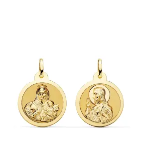 Escapulario V. Carmen y C. Jesús Oro 18K 20 mm Brillo