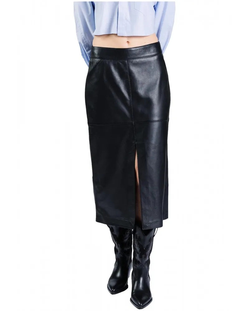 FREAKY NATION - Falda Larga de Piel Linnea Color Negro