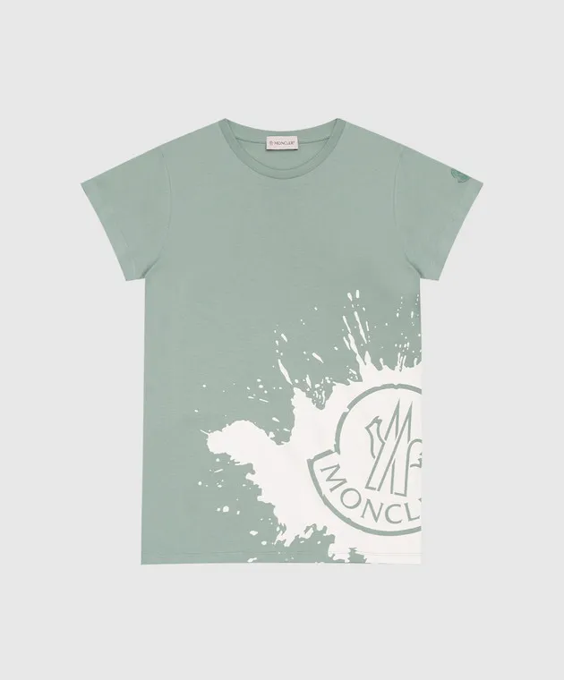 Moncler ENFANT Children's green t-shirt with logo print