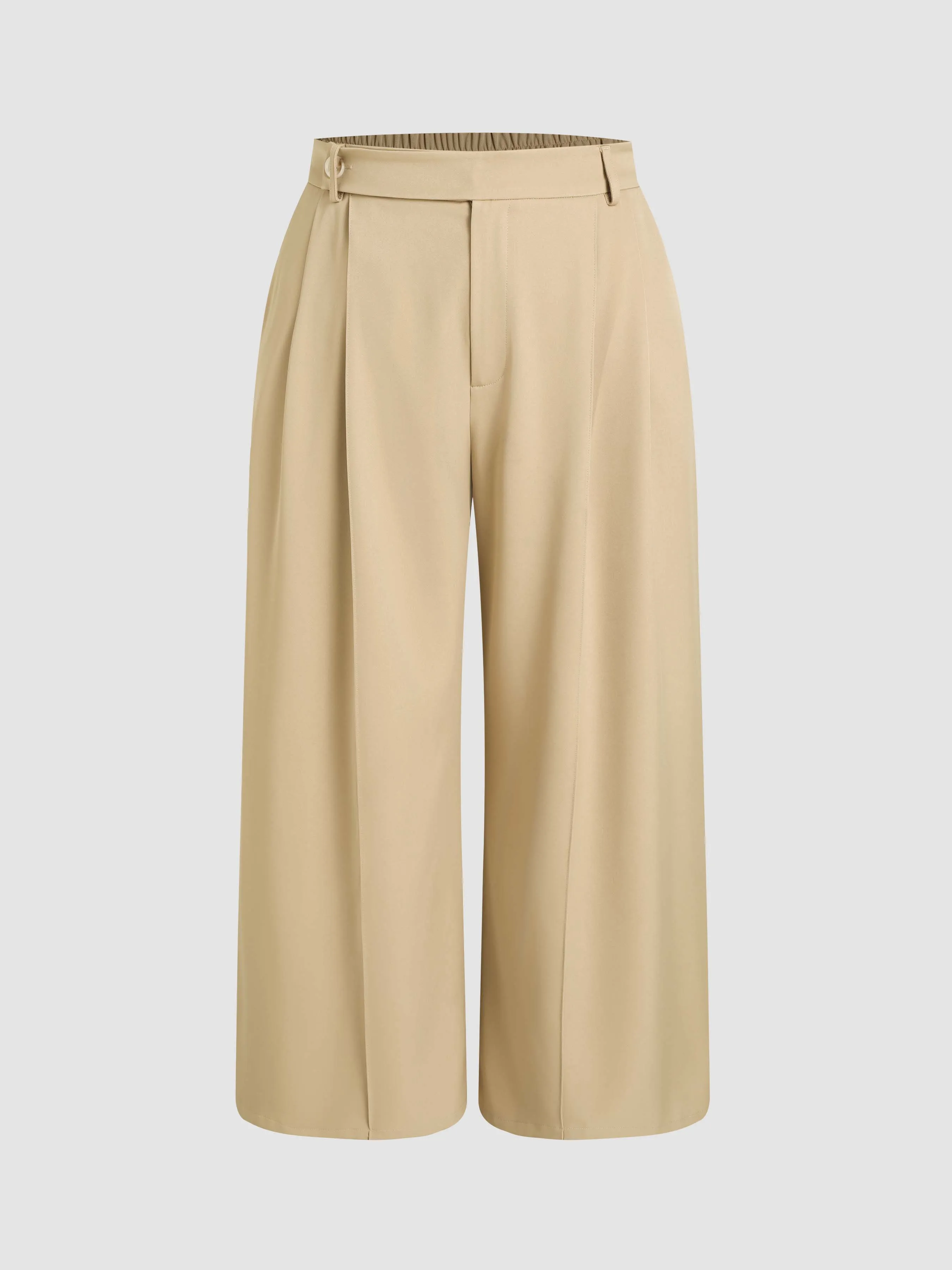 Pantalones de pernera ancha lisos de cintura media de Curvy