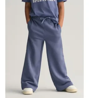 Pantalones de punto y pernera ancha azul