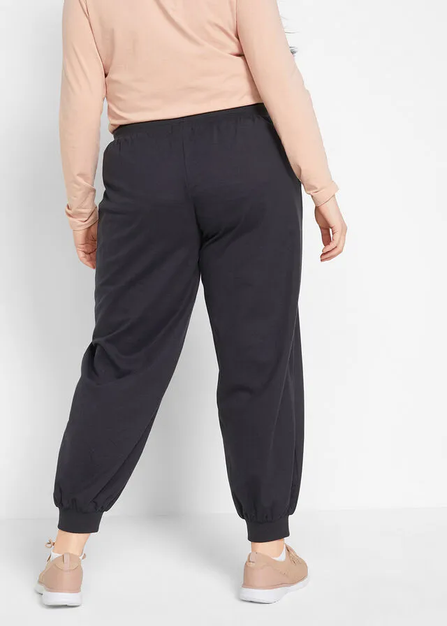 Pantalón de chándal con pierna ancha, largo hasta el tobillo Negro