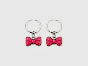 Pendientes de aro con lazo fucsia
