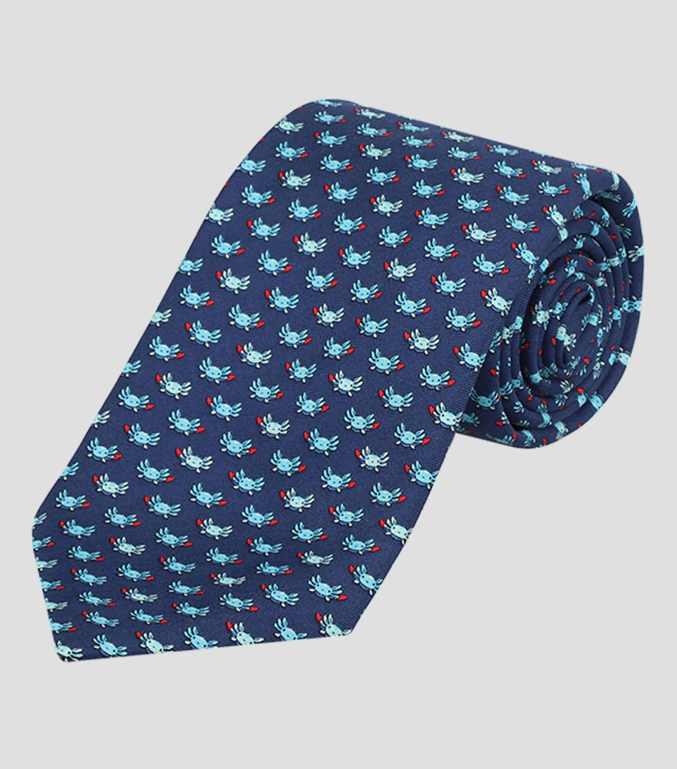 Pineda Covalin Corbata ancha de seda azul Ajolotes