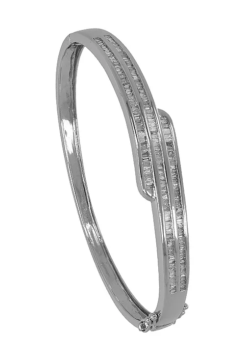 Pulsera de aro oro blanco y diamantes baguettes 082_12513P