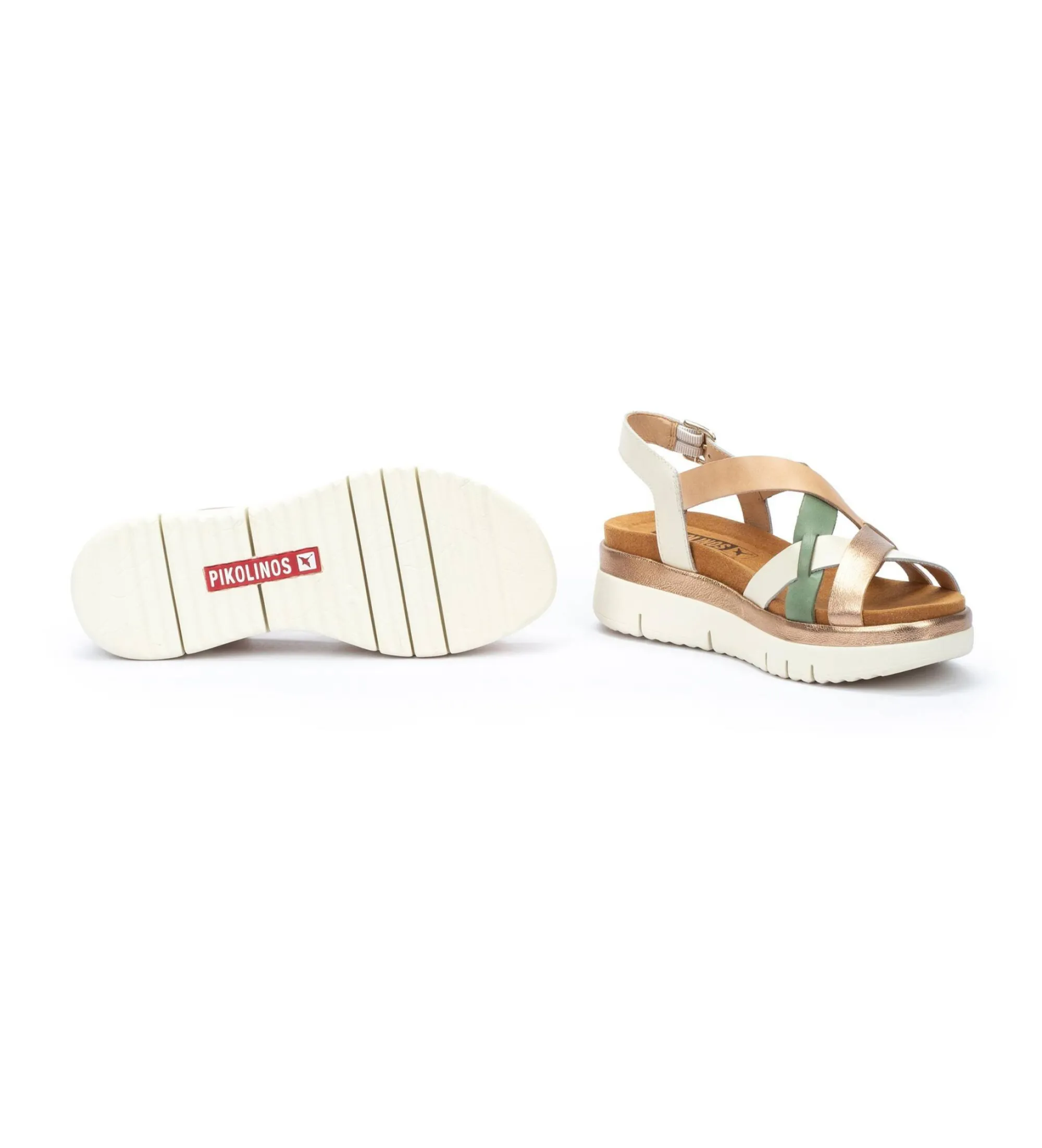 Sandalias de piel Palma multicolor -Altura cuña 4.5cm-