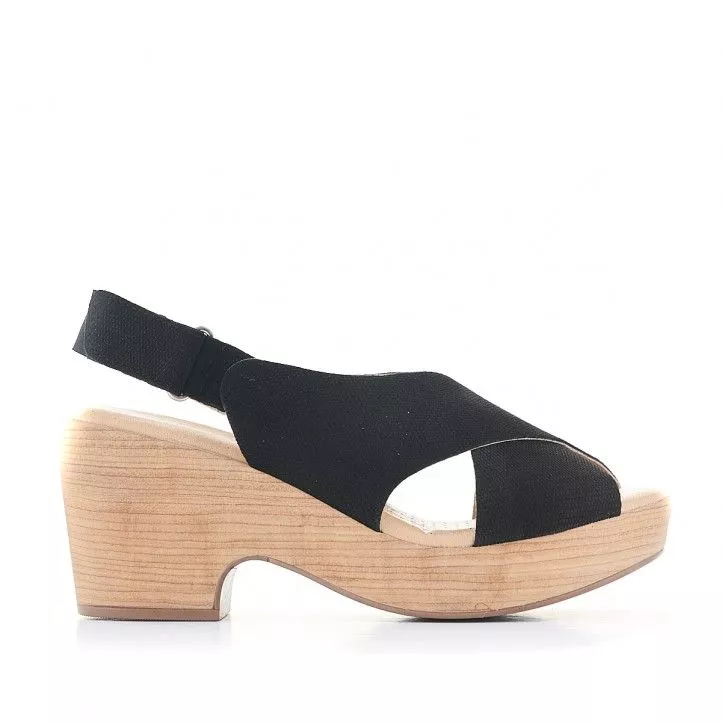 Sandalias tacón Redlove negras con tira ancha cruzada negra