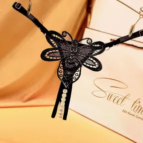 Sexy Hollow Dragonfly Bee Lace Pearl Massage G-String Thong Panties T-Back Seamless Underwear Low Rise Underpants Women's Linger