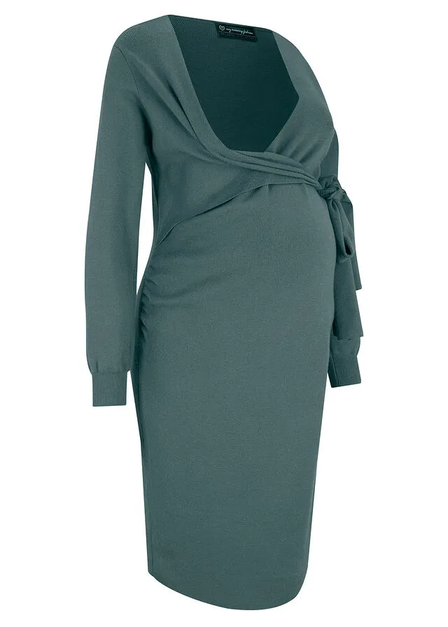 Vestido de punto premamá/de lactancia Verde eucalipto