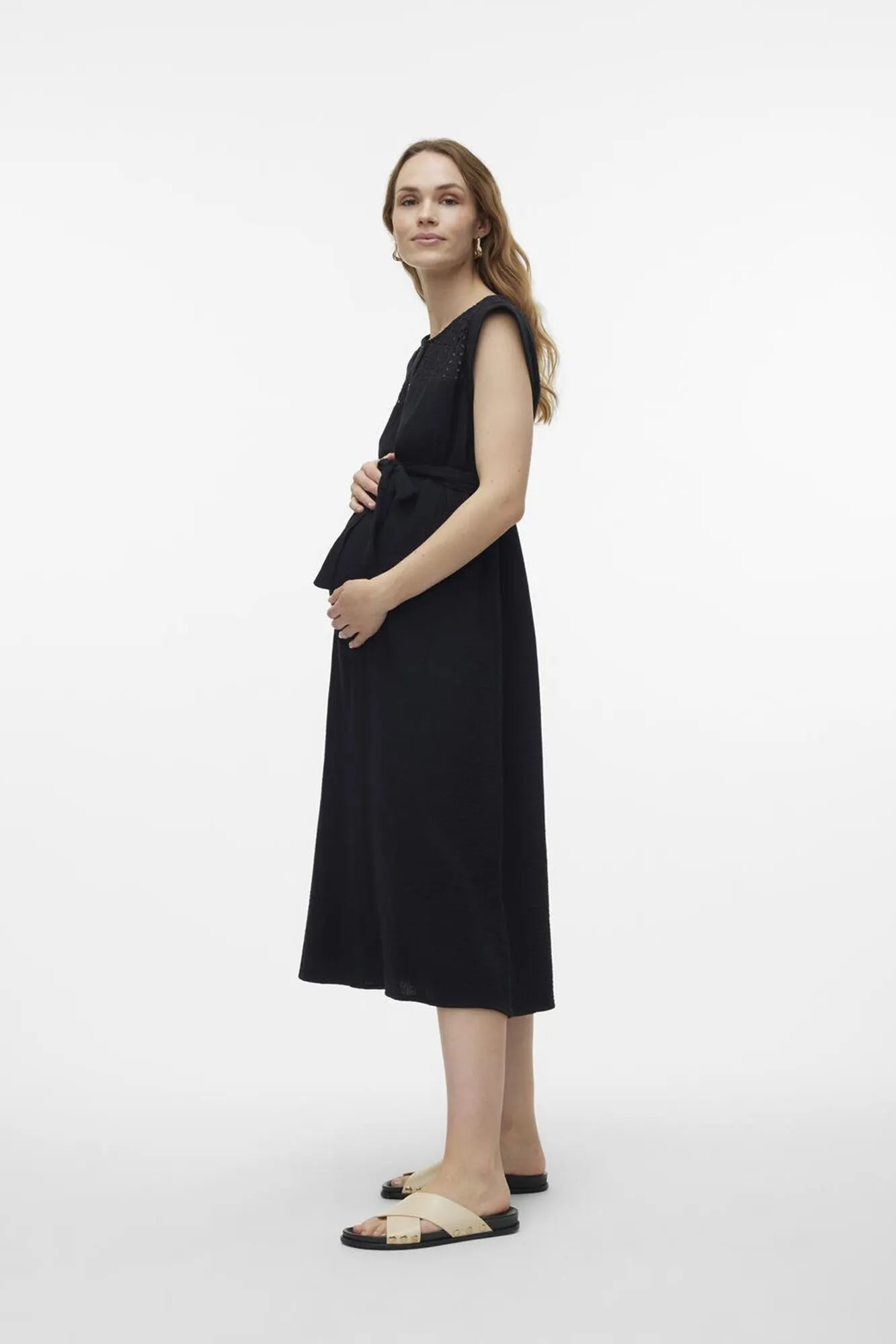 Vestido midi sin mangas maternity y lactancia 